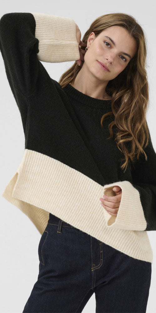 Culture Colour Blocked Pullover, black/white