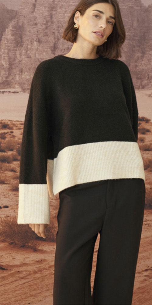 Culture Colour Blocked Pullover, black/white