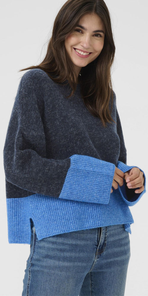 Culture Colour Blocked Pullover, blue