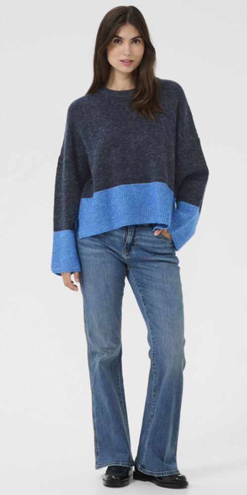 Culture Colour Blocked Pullover, blue