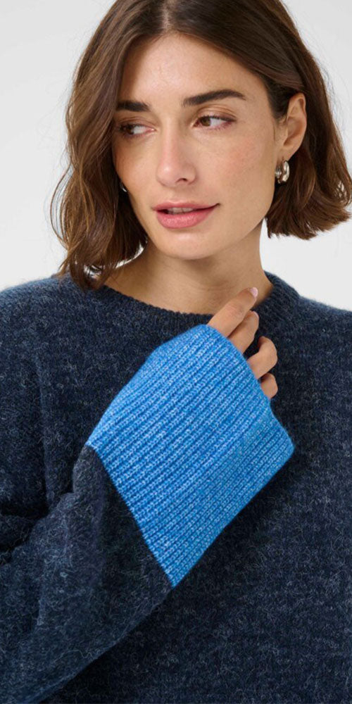 Culture Colour Blocked Pullover, blue