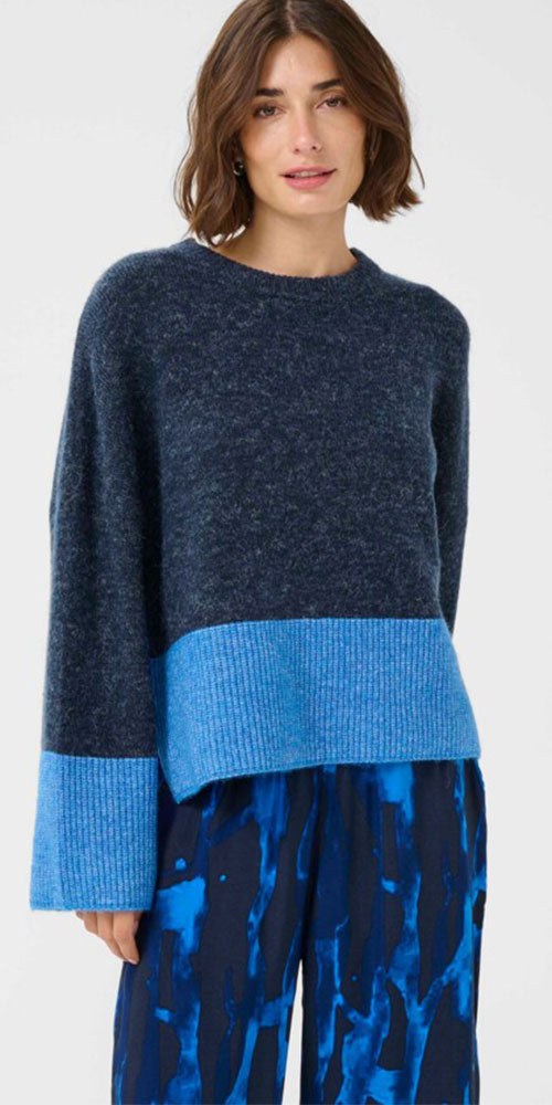 Culture Colour Blocked Pullover, blue