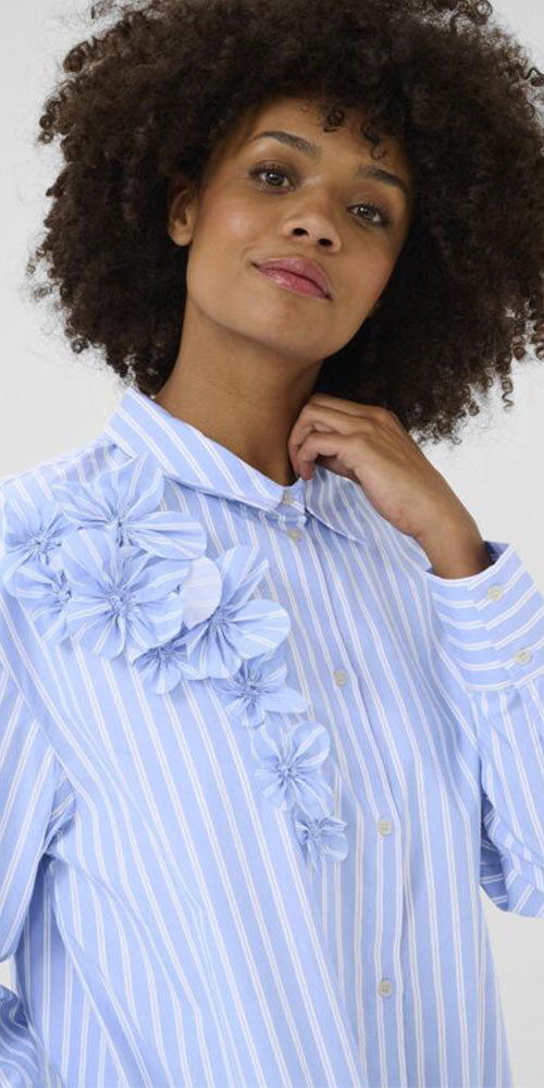 Culture Flower Embellished Button Shirt