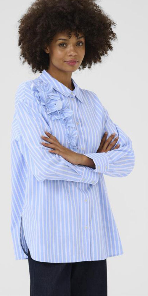 Culture Flower Embellished Button Shirt