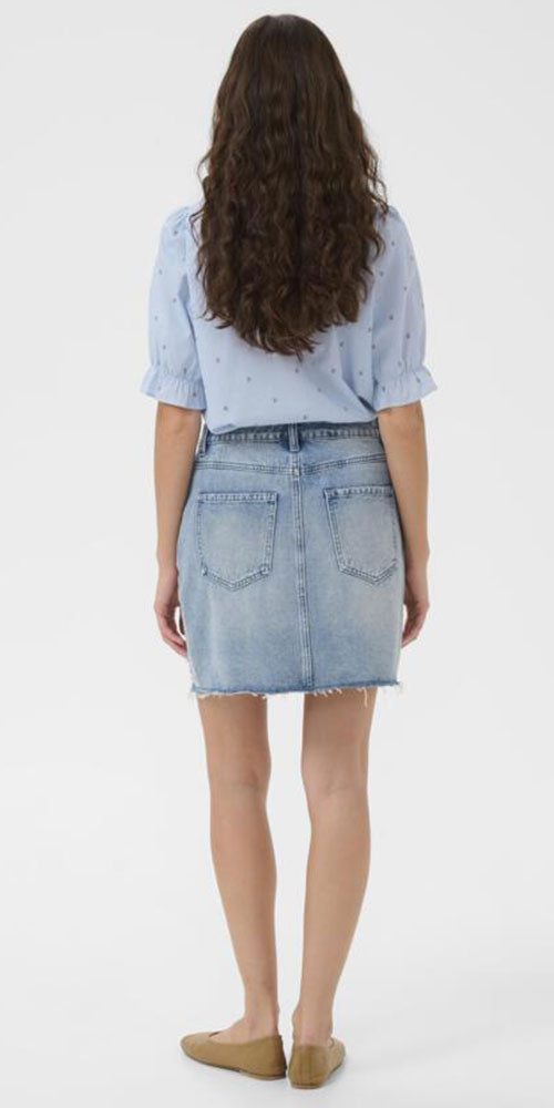 Culture Pouf Sleeve Shirt, peaches and stripes