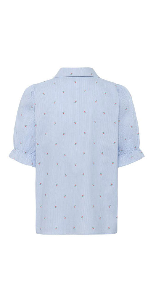 Culture Pouf Sleeve Shirt, peaches and stripes