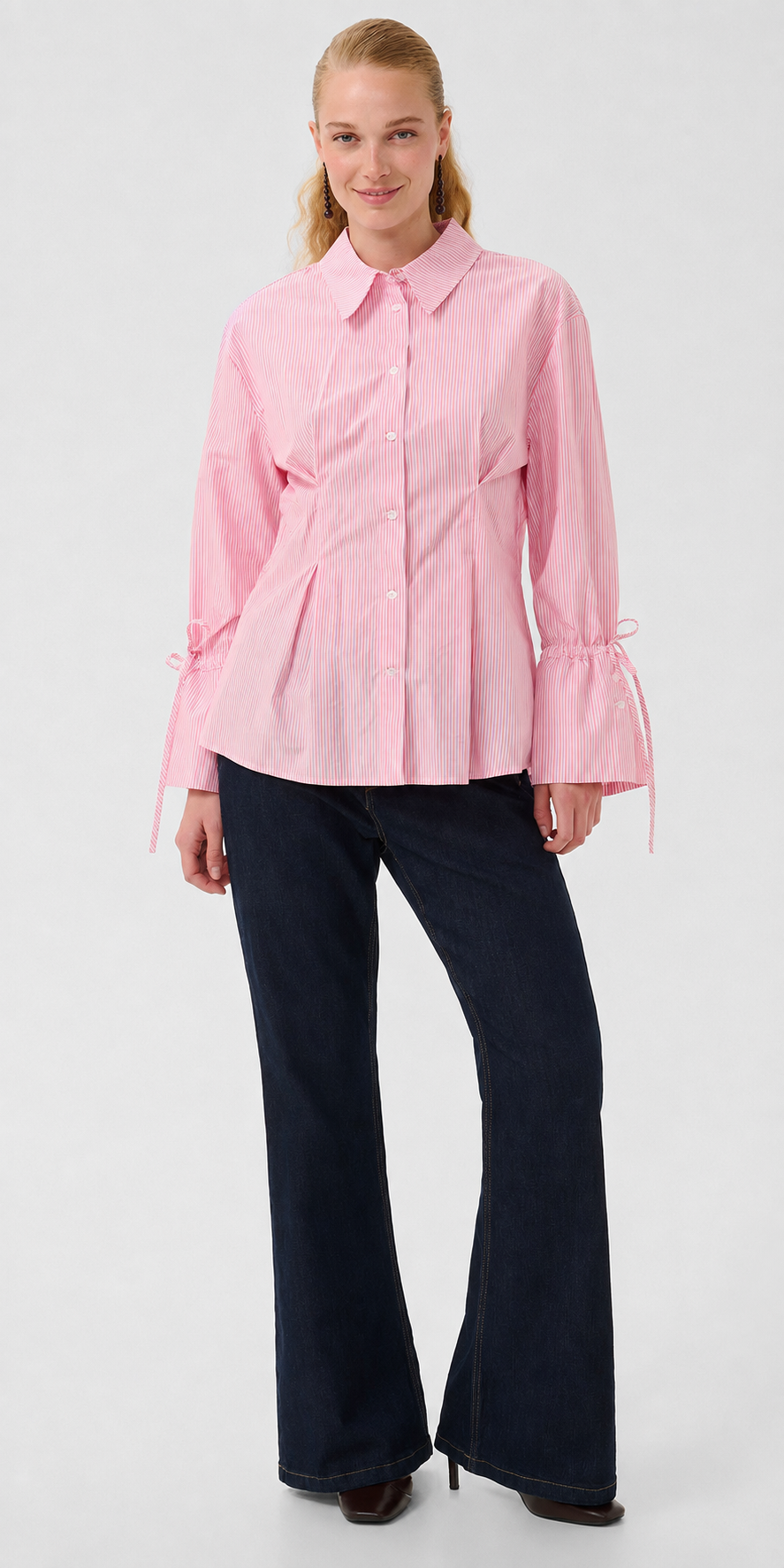 Culture Sculptural Poplin Shirt, pink stripe