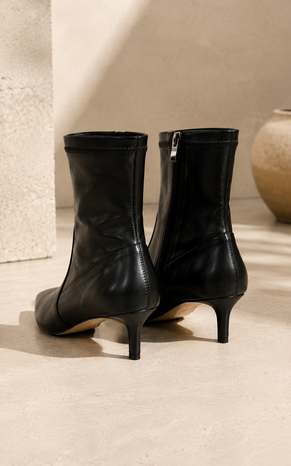 Django & Juliette Coss Kitten Heel Boots, black