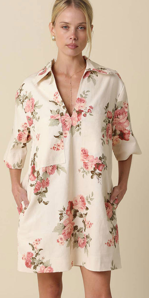 Floral Tunic Style Shift Dress