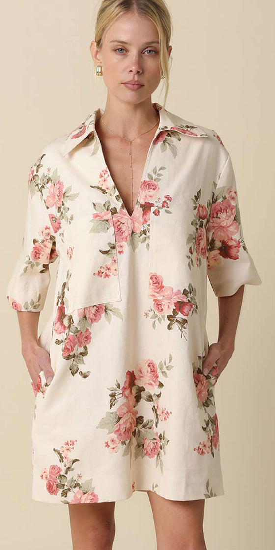 Floral Tunic Style Shift Dress