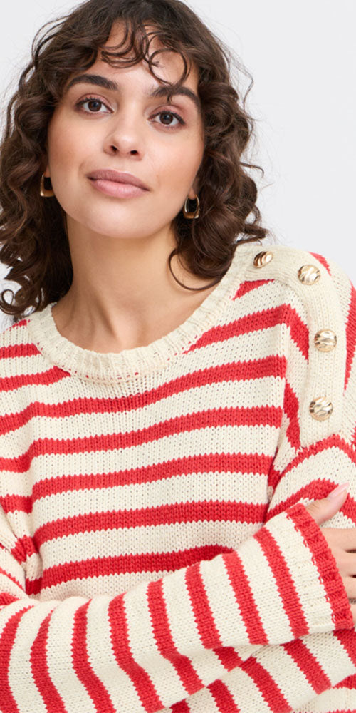 Fransa Belinda Pullover, red sripe