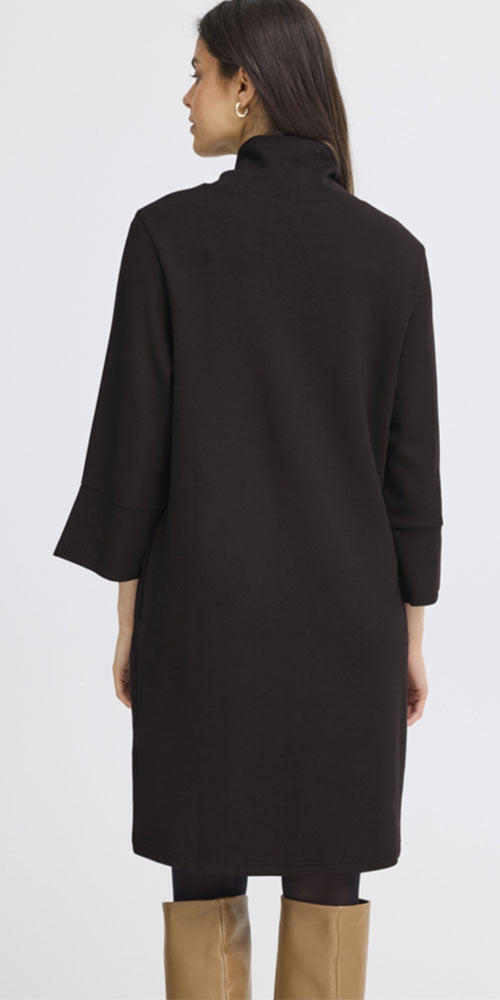 Fransa Bell Sleeve Cozy Dress, black