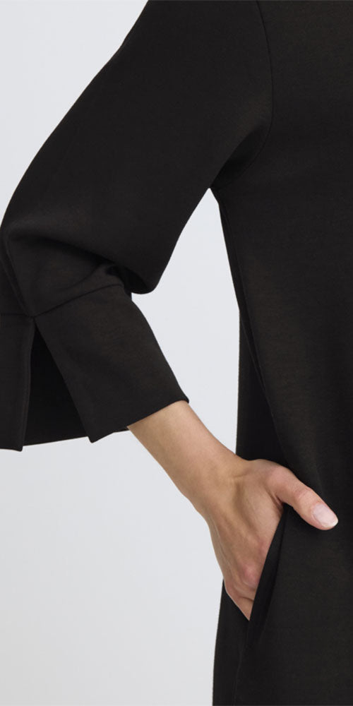 Fransa Bell Sleeve Cozy Dress, black