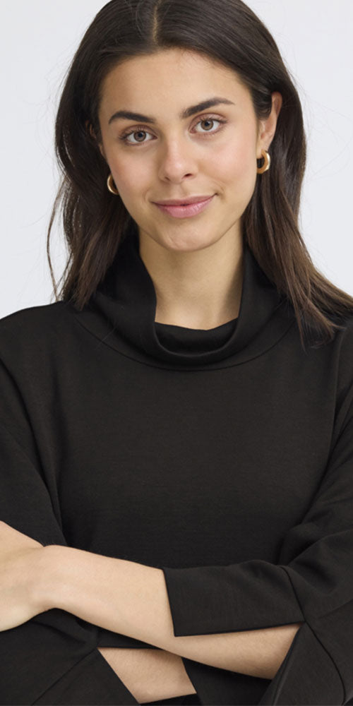 Fransa Bell Sleeve Cozy Dress, black