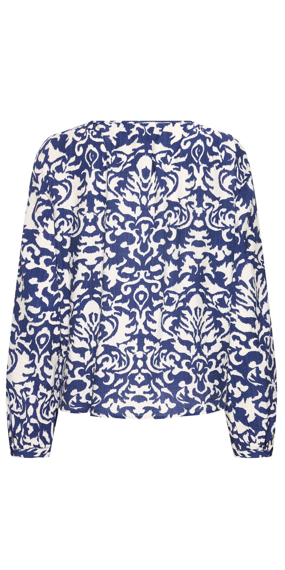 Fransa Round Neck Blouse, blue paisley