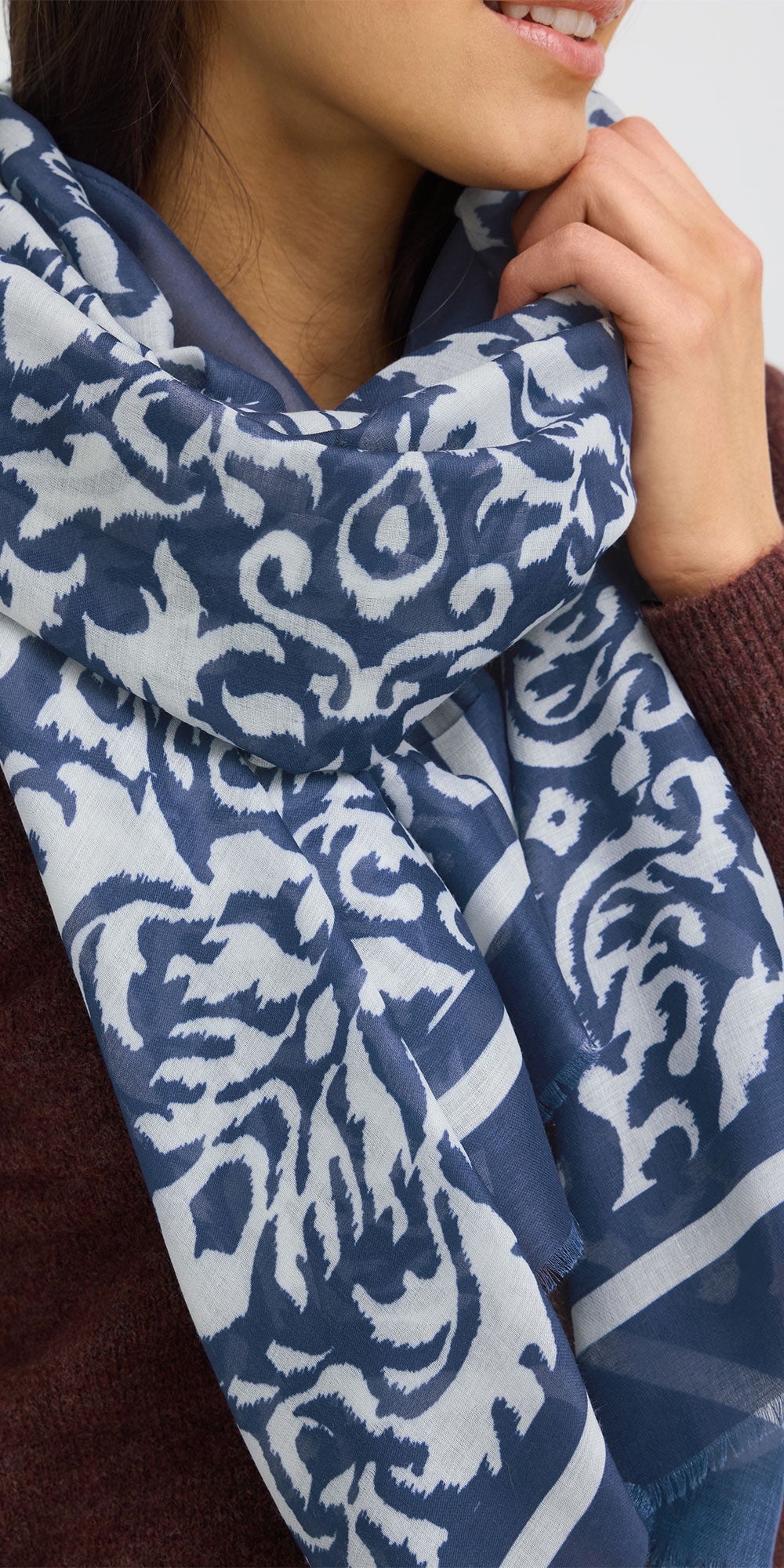 Fransa Blue Paisley Scarf