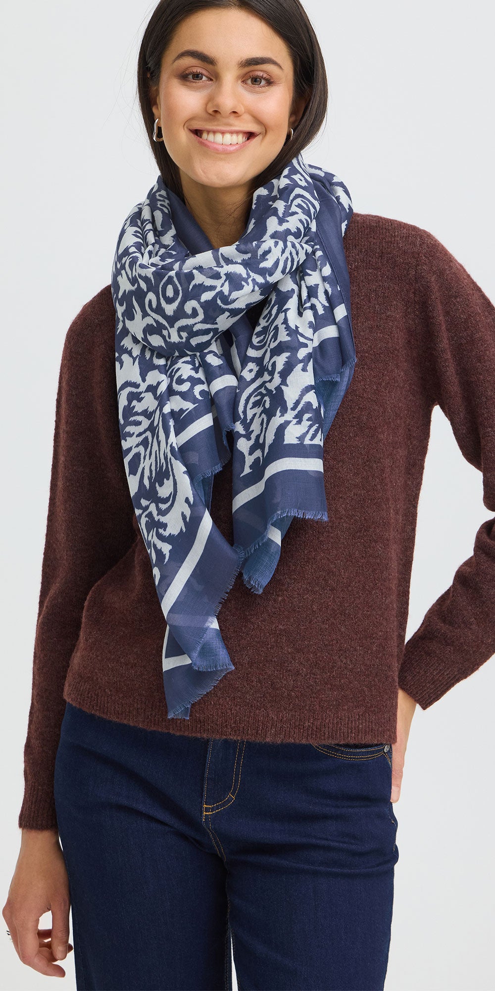 Fransa Blue Paisley Scarf