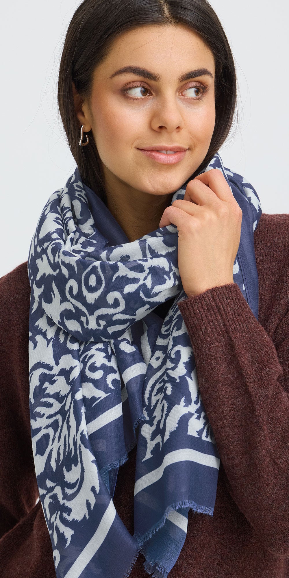 Fransa Blue Paisley Scarf