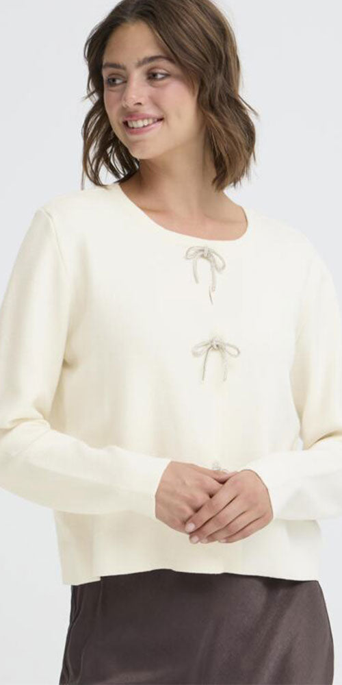 Fransa Bow Cardy, cream