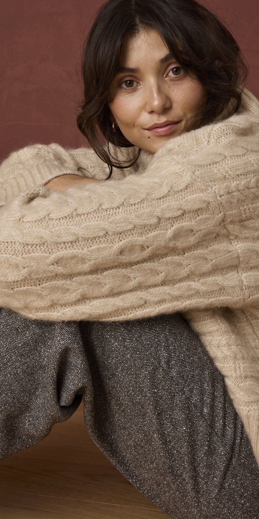 Fransa Boxy Cable Sweater