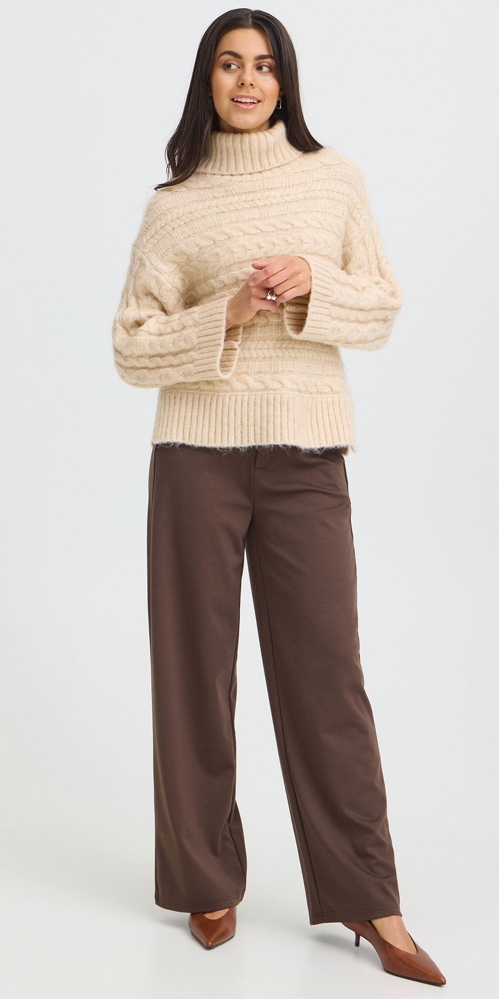 Fransa Boxy Cable Sweater