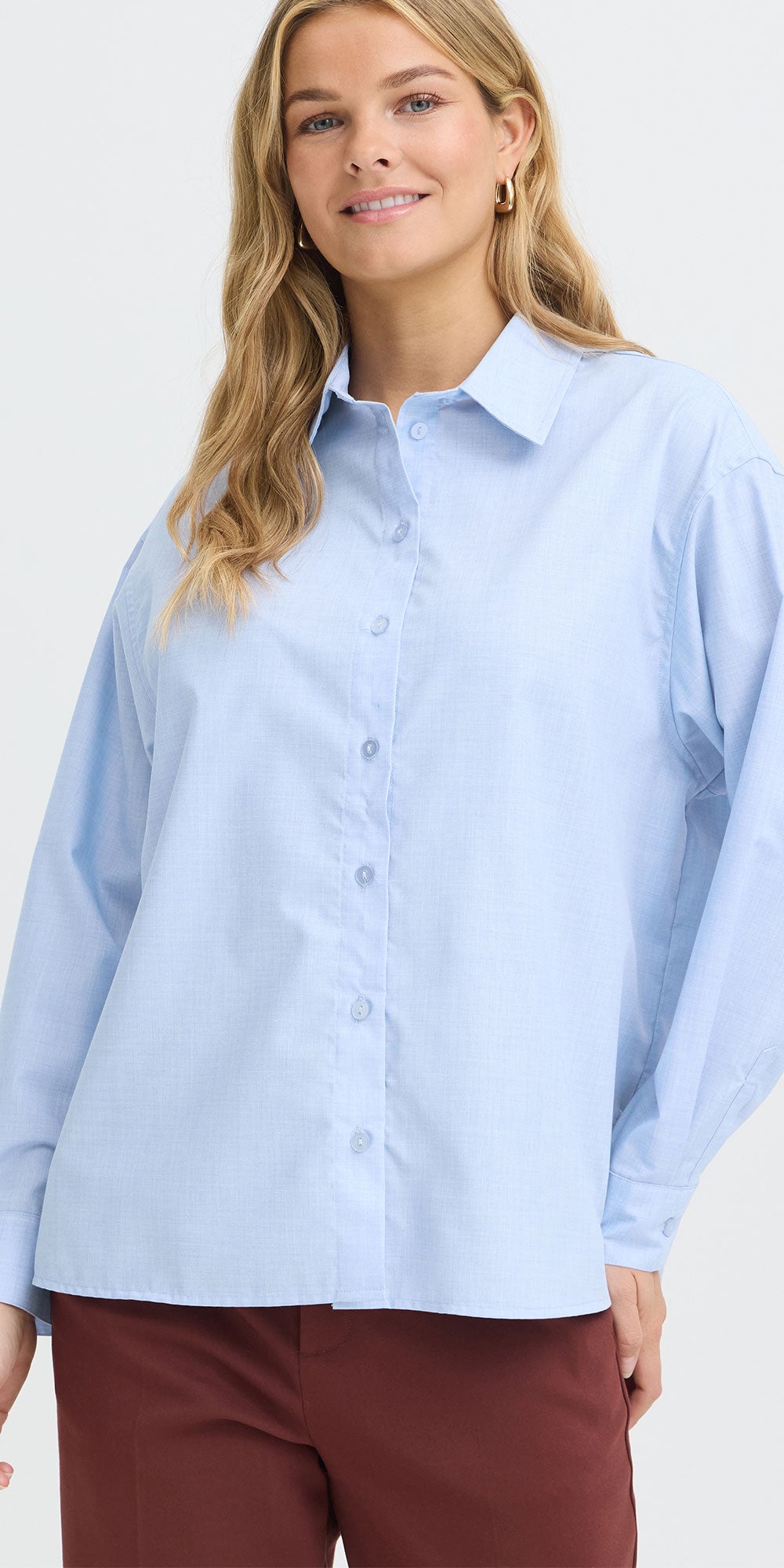 Fransa Button Shirt, sky blue