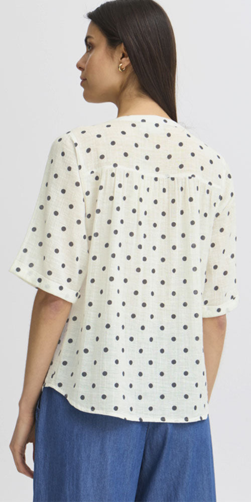 Fransa Cotton Polka Dot Shirt