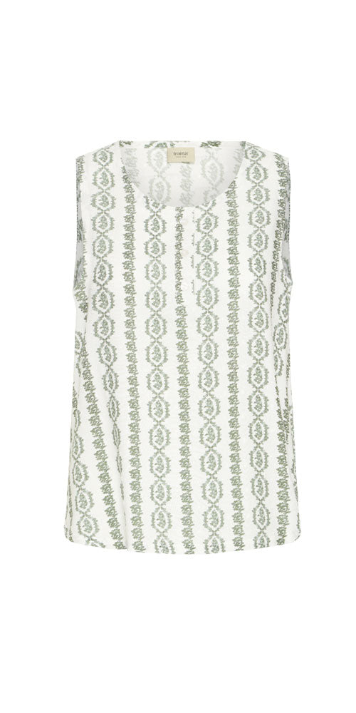 Fransa Dalarose Striped Sleeveless Blouse, sage