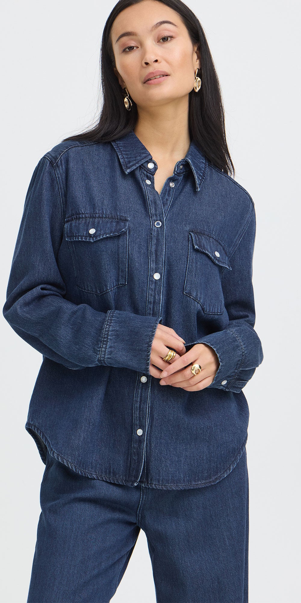 Fransa Dark Denim Jean Shacket