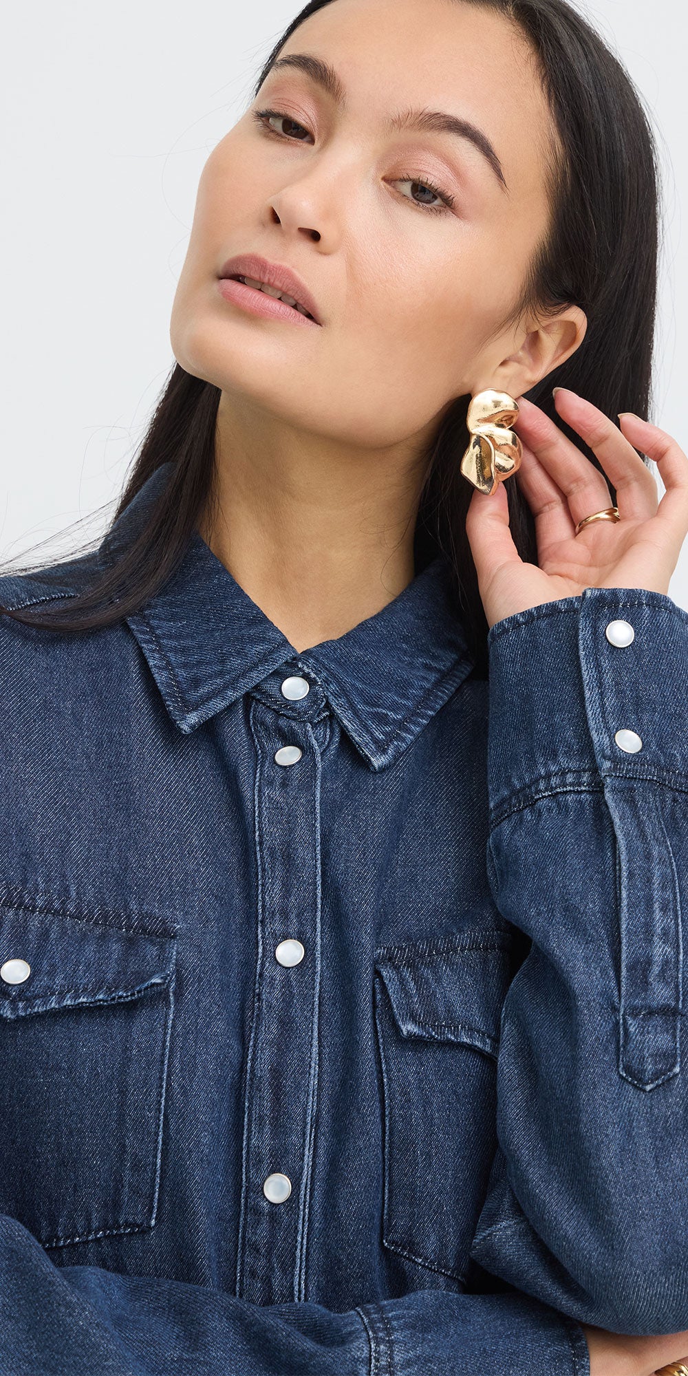 Fransa Dark Denim Jean Shacket