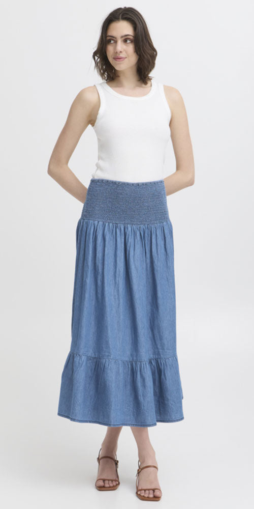Fransa Denimblom Skirt