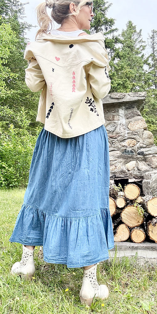 Fransa Denimblom Skirt