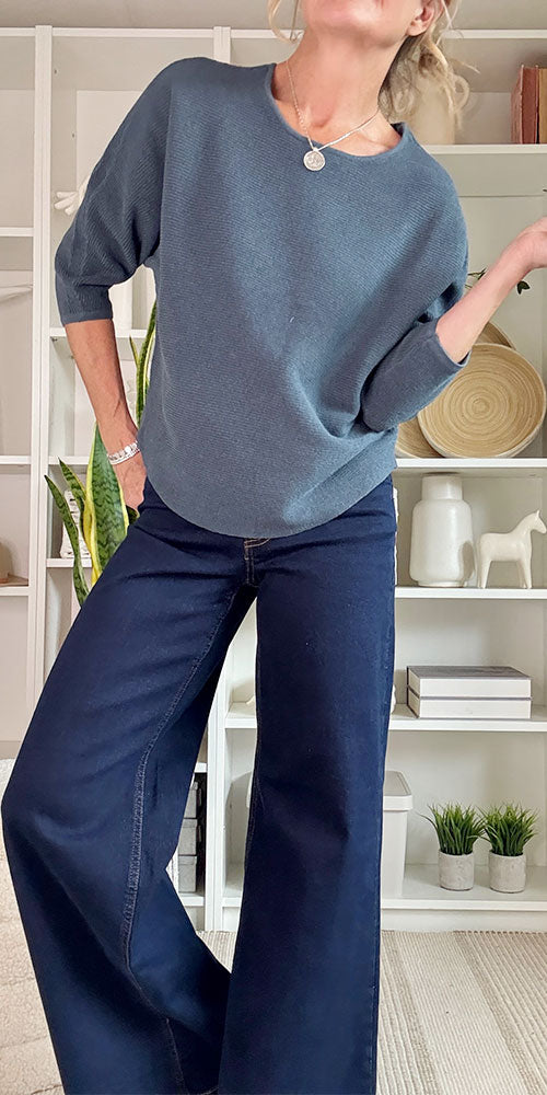 Fransa Dolman Pullover, denim blue
