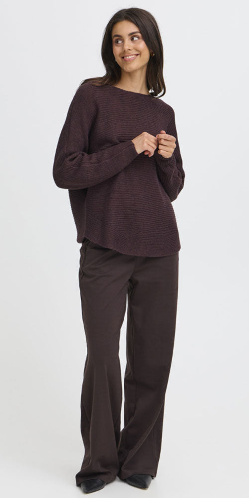 Fransa Dolman Pullover, dark burgundy