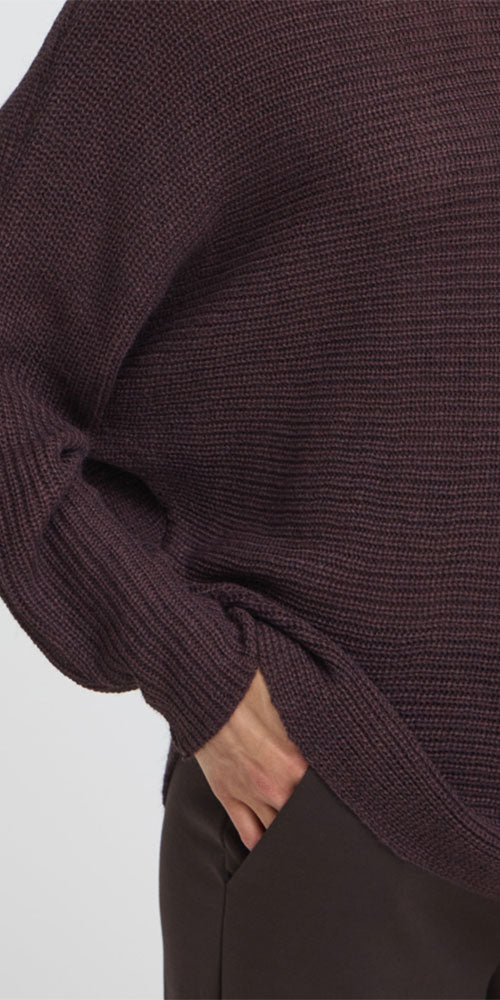 Fransa Dolman Pullover, dark burgundy