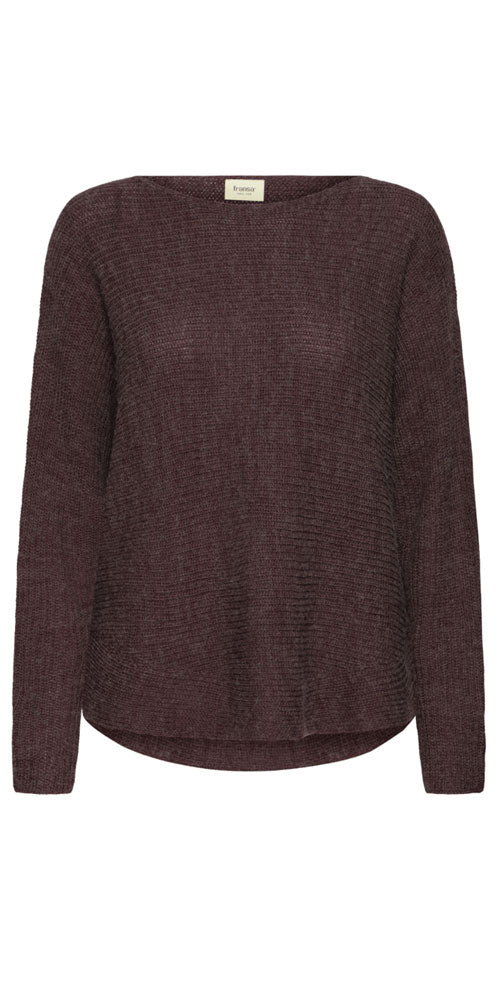 Fransa Dolman Pullover, dark burgundy