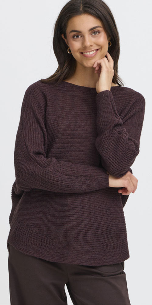 Fransa Dolman Pullover, dark burgundy