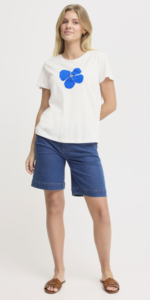 Fransa Finnish Flower Tee, blue