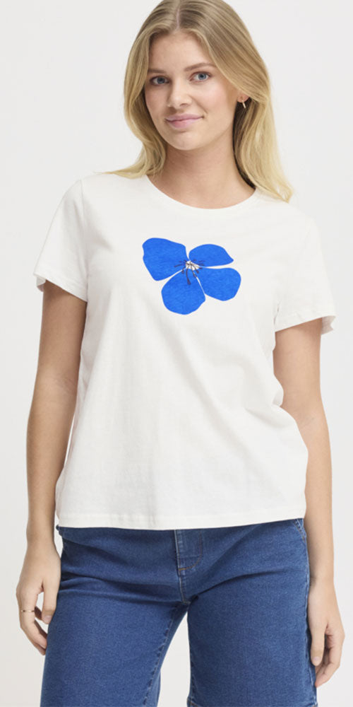Fransa Finnish Flower Tee, blue