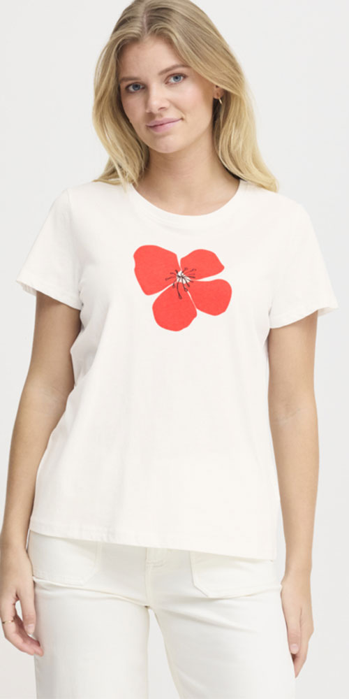 Fransa Finnish Flower Tee, red