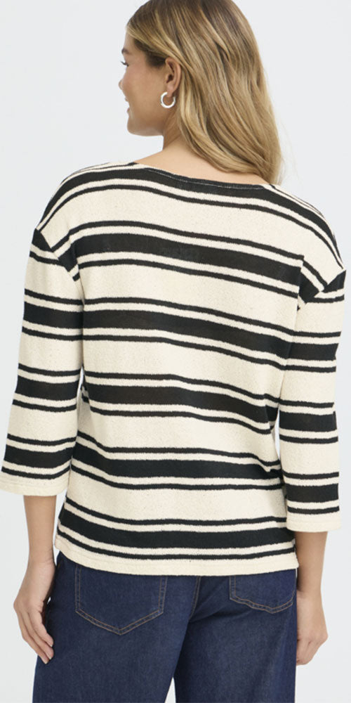 Fransa Gauzy Striped Pullover