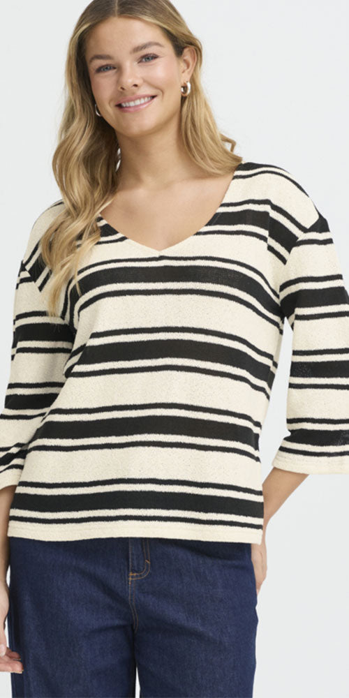 Fransa Gauzy Striped Pullover
