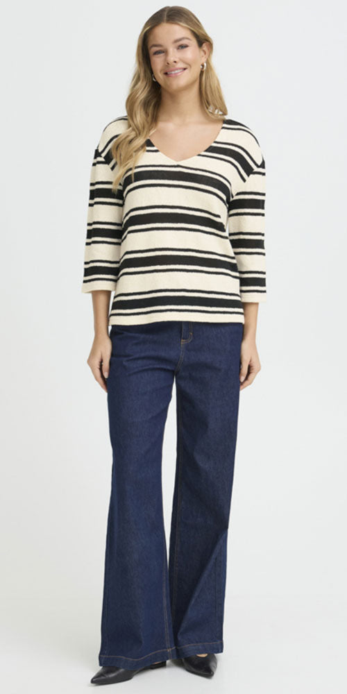Fransa Gauzy Striped Pullover