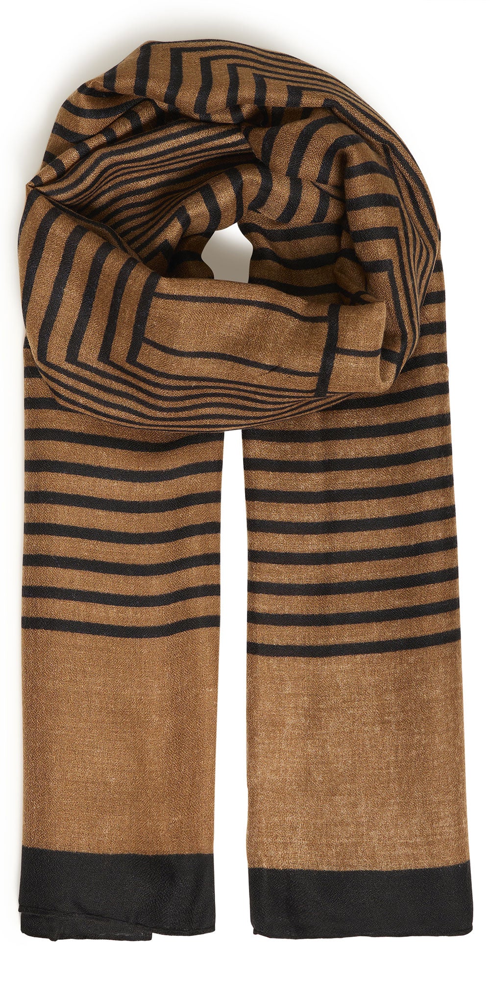 Fransa Geo Lines Scarf, camel/black