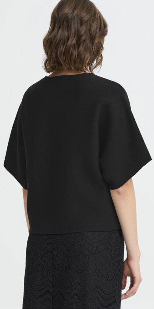 Fransa Half Sleeve Cardy, black