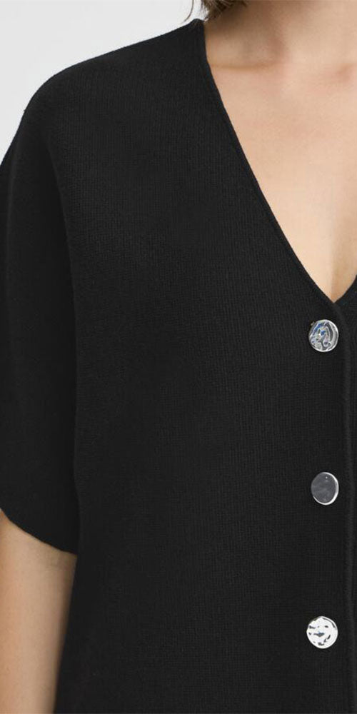 Fransa Half Sleeve Cardy, black