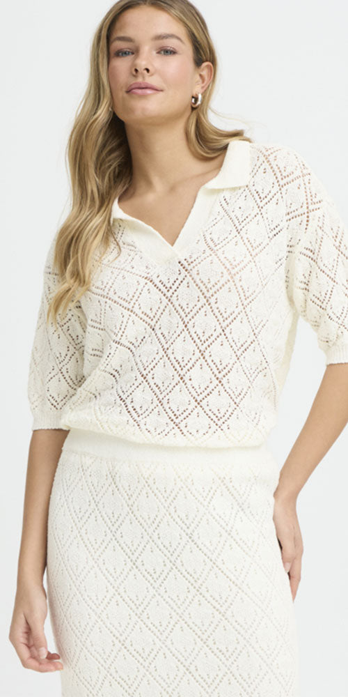 Fransa Lacey Knit Polo