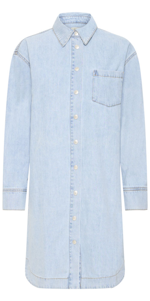 Fransa Long Light Wash Denim Shacket