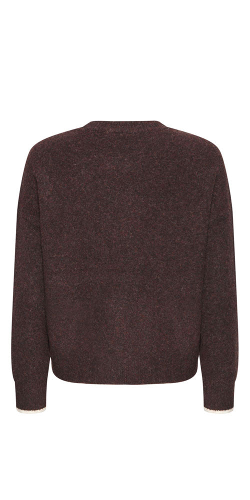 Fransa Love Sweater, dark burgundy