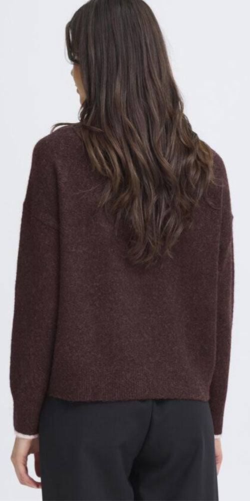 Fransa Love Sweater, dark burgundy